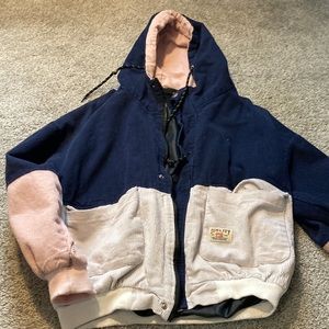 Block colored corduroy cropped jacket